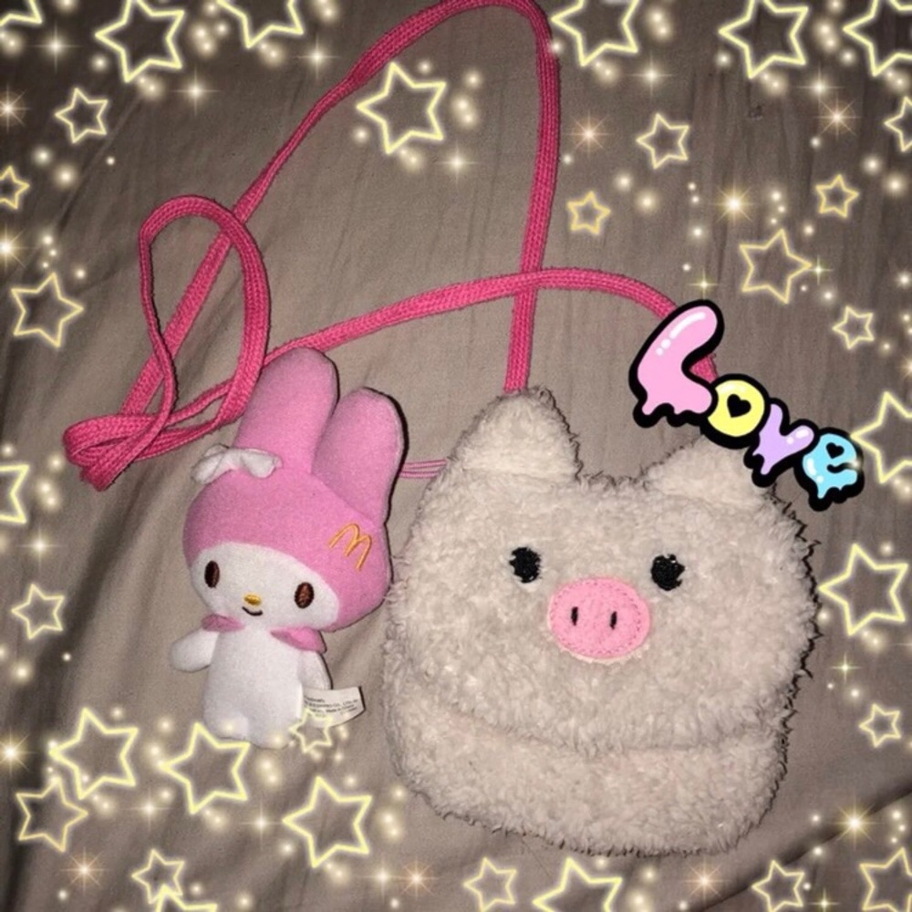 Kawaii piggy purse with my melody keychain